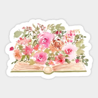 Watercolor Book with Pink Florals Sticker